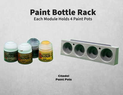 modular paint bottle rack citadel pots airbrush wall mount organization model art tool organizer storage desk pot miniature tabletop 3d print model - Mito3D