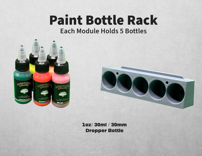 modular paint bottle rack bottles 30mm diameter airbrush wall mount organization model art tool organizer storage desk dropper 30ml miniature tabletop 3d print model - Mito3D