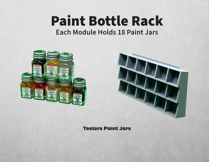modular paint bottle rack testers hobby jars wall mount organization model art tool organizer storage airbrush desk jar miniature tabletop 3d print model - Mito3D