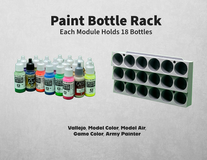 modular paint bottle rack vallejo model color air game army painter 25mm diameter organization art tool organizer storage airbrush desk wall mount miniature tabletop 3d print model - Mito3D