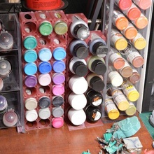 modular paint rack 30ml bottles art vellejo ak game gamesworkshop ink dropper stand desk 3d print model - Mito3D