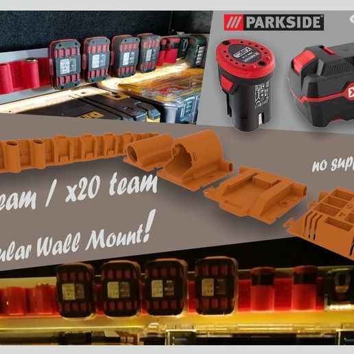 modular Parkside x20 x12 Mauer montieren Batterie Mannschaft Werkzeuge 3D print model - Mito3D