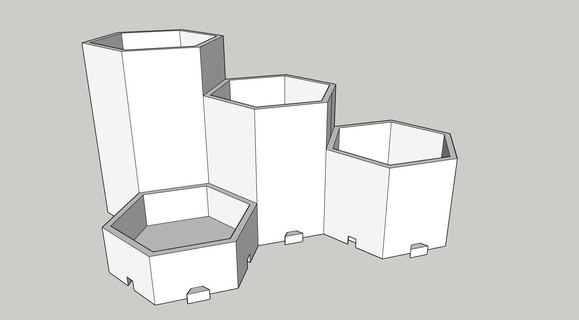 modular lápis copo gadget jarras nestable diferente alturas caixas escrivaninha organizador 3d print model - Mito3D