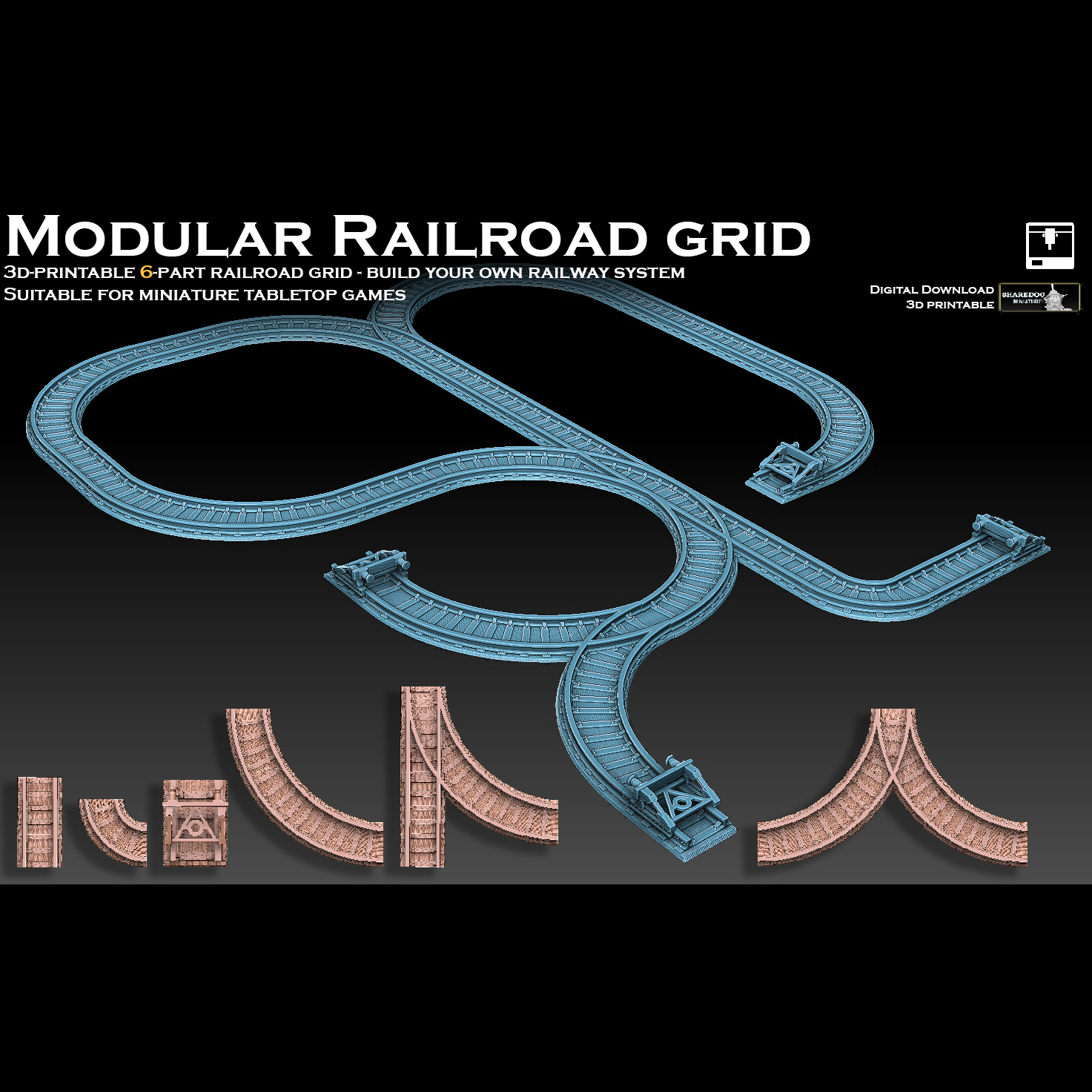 modüler demiryolu Kafes tren Demiryolu lokomotif Sanayi kovboy vahşi batı Izlemek yol tek raylı cıvata aksiyon manzara arazi masaüstü Steampunk 3D print model - Mito3D