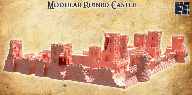 modular ruined castle 28 mm tabletop terrain fort rpg dnd medieval supportfree old stone ruin desert playable interior 28mm 25mm 15mm wargame 3d print model - Mito3D