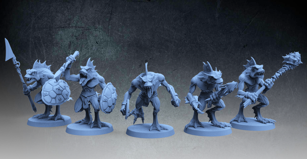 modular sahuagin units miniature dnd pathfinder tabletop art toy dungeon dragons rpg miniatures monters ttrpg highdetails 3d print model - Mito3D