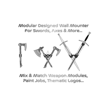 modular sword & axe wall mounters single double versions pick display options cc3d gadget mount weapon decor 3d print model - Mito3D