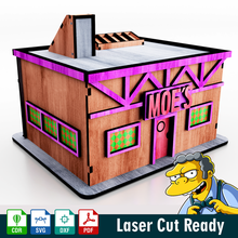 Moe's bar arquitectura simpsons casa moe moes dibujos animados juguete edificio láser cortar cnc 3d print model - Mito3D