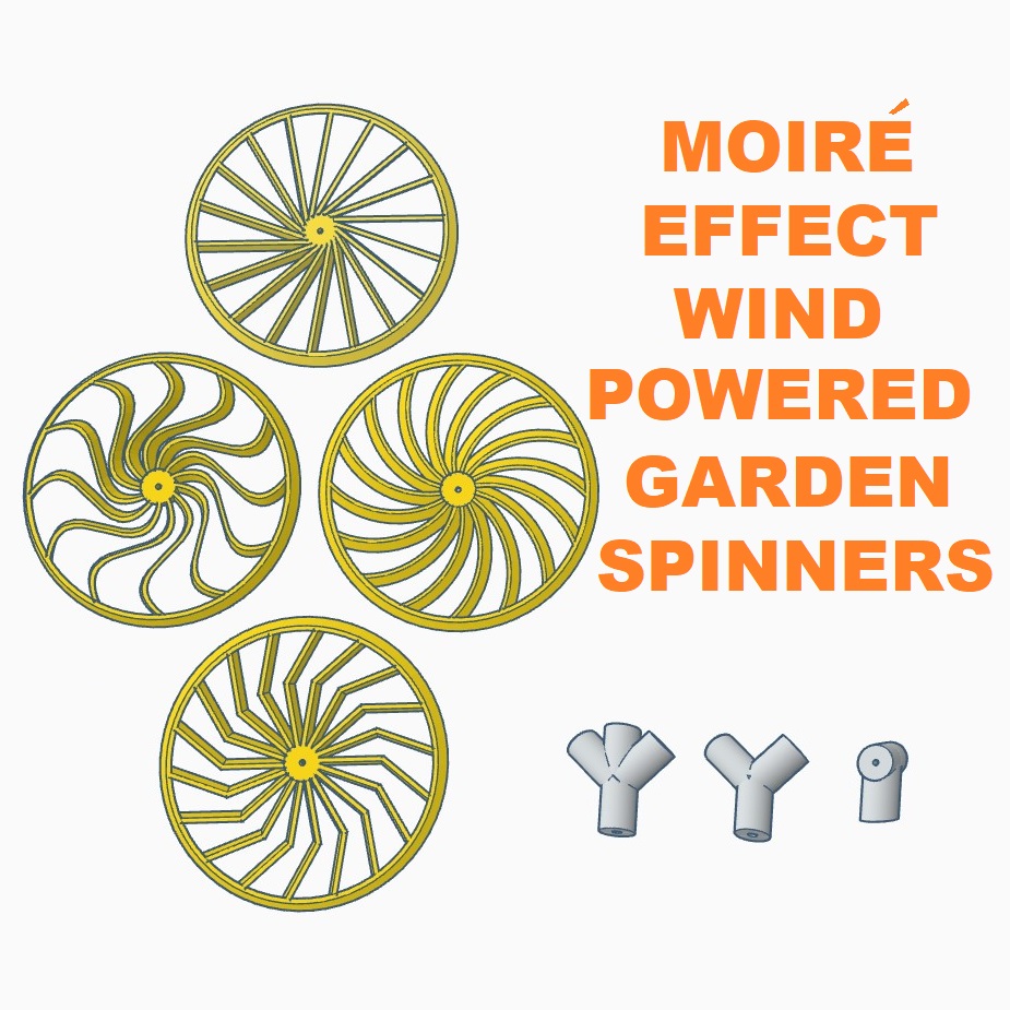 moir effect wind powered garden spinners flower spinner moire metallic 3D print model - Mito3D