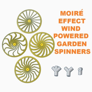 moir efeito vento alimentado jardim fiandeiras flor spinner moiré metálico 3d print model - Mito3D