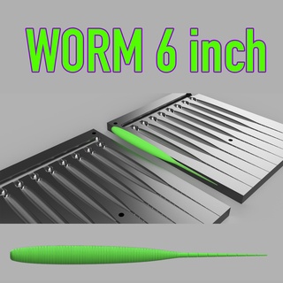 mold 6 inch worm fishing lure 3d print cnc pour open step stl bass lake river sea 3d print model - Mito3D