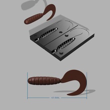 mold basic grub 2 10 slot 3d step stl file cnc print gadget fishing lure soft bait hook 3d print model - Mito3D