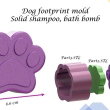 mold bath bomb & solid shampoo bomba ba champ lido dog footprint huella perrito press mould bathroom pump 3d print model - Mito3D