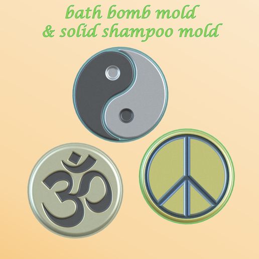 Schimmel Bad Bombe solide Shampoo Formen Drücken Yin Yang om Frieden 3D print model - Mito3D