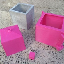 mold cement pot 10cm cube  mold pot candle holder cement gypsum cactus decoration 3d print model - Mito3D