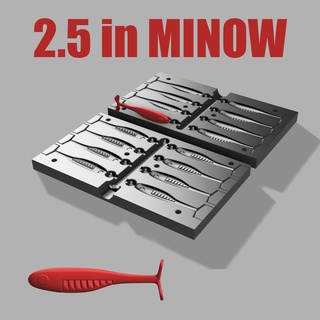 mold minow 25 lure 3d step stl file cnc print Gadget fishing pour open worm bass lake river 3d print model - Mito3D
