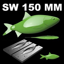 mold sw150mm stl step file cnc 3d print fishing pour open worm bass lure lake river 3d print model - Mito3D