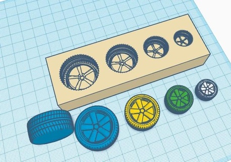 molde ruedas entrenamiento cheias 4 tamaños modelos caballito 3d print model - Mito3D