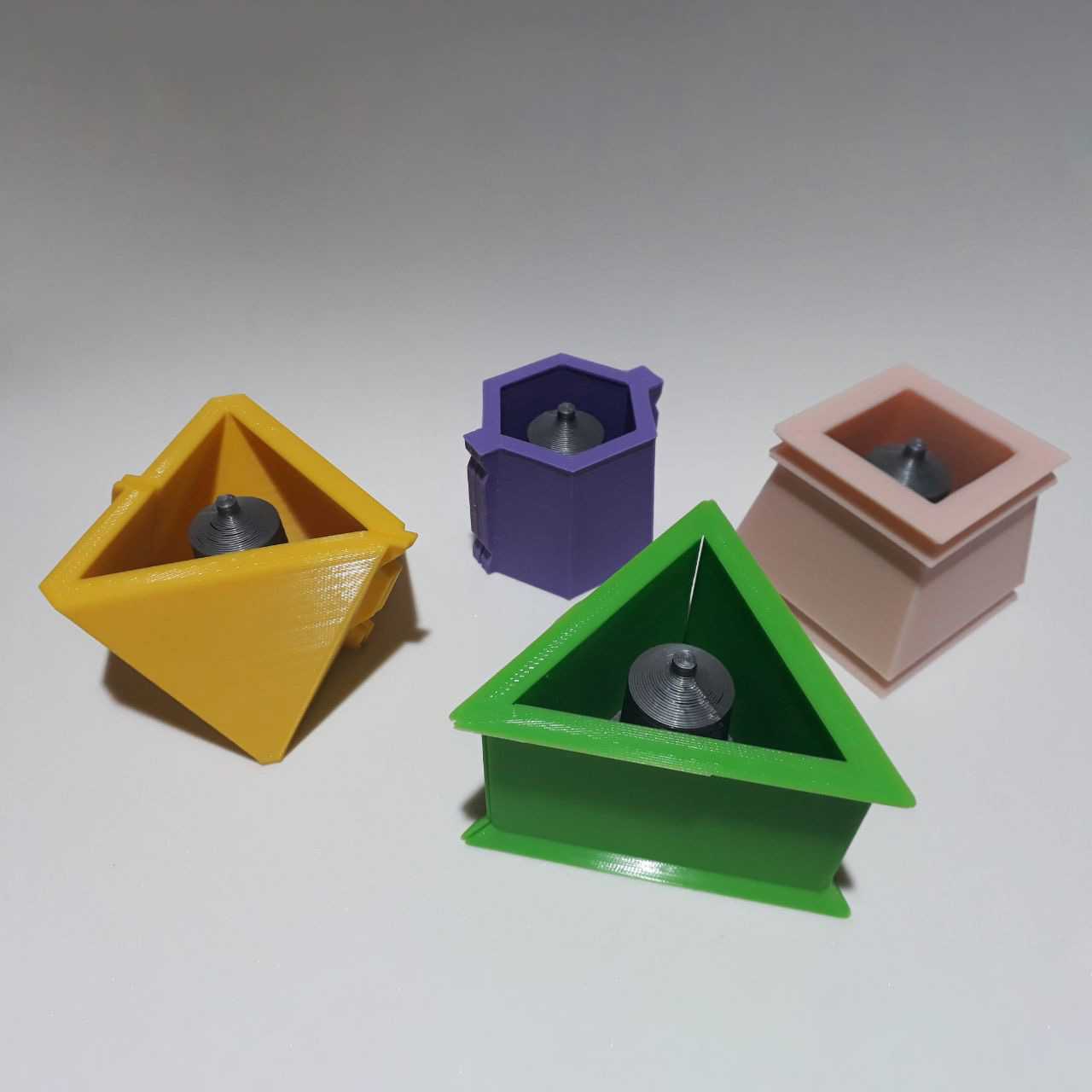 molds mini geometric concrete pots pack x 4 mold pot cement specific flowerpot plaster 3D print model - Mito3D