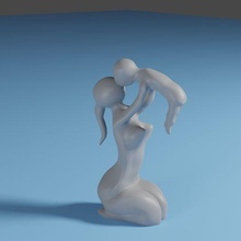 maman bébé l'amour sculpture enfant née ornement bois cadeau maternité fête mères 3d print model - Mito3D