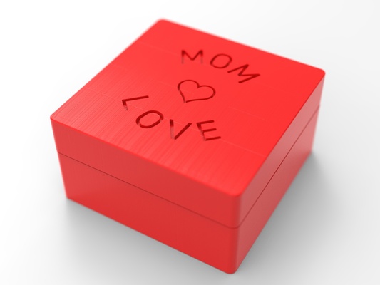 mãe amar 3d joalheria caixa caso bainha tesouros casa materno presente personalizado armazenamento coração paixão vermelho subsidiária tesouro projeto incondicional acessório 3d print model - Mito3D