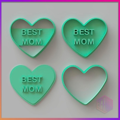 mom mother's day cookie cutter heart cookies cut father's clay 3d print model - Mito3D