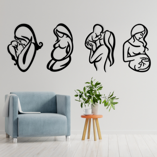 mãe cenário pacote 7 tabela silhueta arte amar feliz enfeite reyna fêmea mulher lindo casa grávida 3d print model - Mito3D