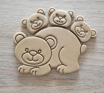 mãe Urso pelúcia bebê biscoito cortador cozimento 3d print model - Mito3D