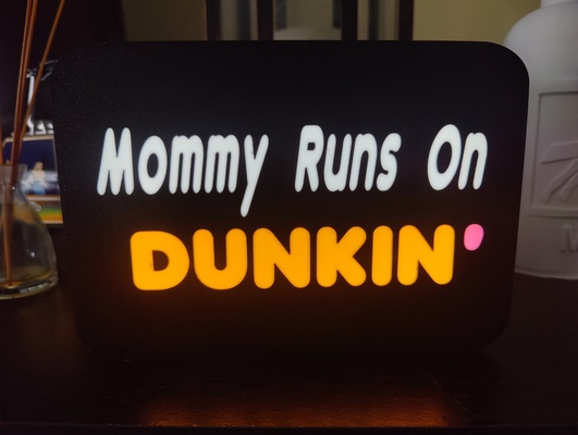 mommy runs on dunkin light box lightbox x1c bambu ams interchangaeable panel magnets donuts 3d print model - Mito3D