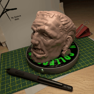 Geld Box gebrochen Monster Frankenstein Kunst Zombie Kopf Halloween Halter Unterstützung Grusel 3d print model - Mito3D