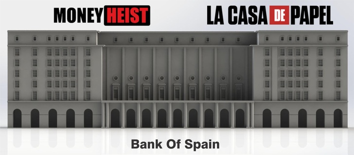 dinheiro roubo banco Espanha la casa papel arquitetura papel casa construção dinheiro roubo 3d print model - Mito3D