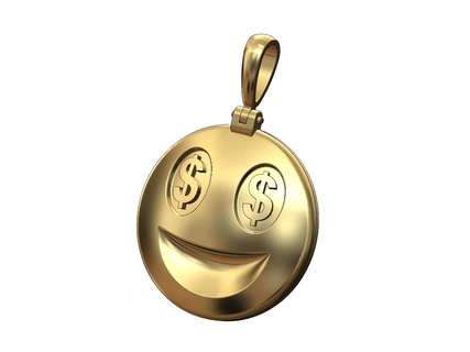 money smile emoji pendant bail 3d print model dollar bling jewelry printable necklace hip hop luxury gold silver swag cash fashion jewellery 3d print model - Mito3D