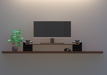 monitor ficar pé gavetas escrivaninha configuração 3d print model - Mito3D