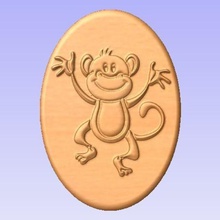 monkey 3d relief for cnc - oval 3d print model - Mito3D
