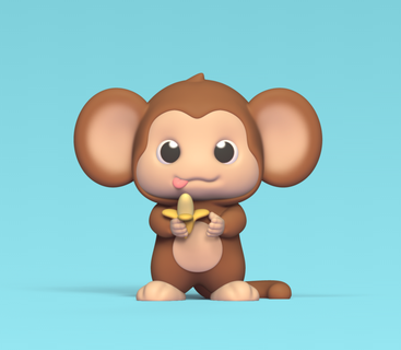 scimmia Banana scimmia Banana scimmia Banana carina scimmia divertente scimmia carina scultura animale giocattolo arte giocattolo miniature giocare decorativo cartone animato prescolare 3d print model - Mito3D