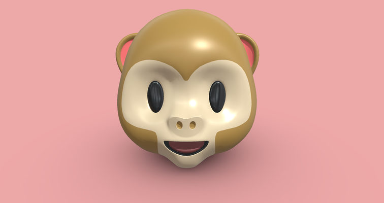 maymun ifade emoji sanat monkey emoticon primat hayvan duygu eğlence şirin komik 3d model yazdırılabilir digital art low poly illüstrasyon tasarım stl 3d print model - Mito3D
