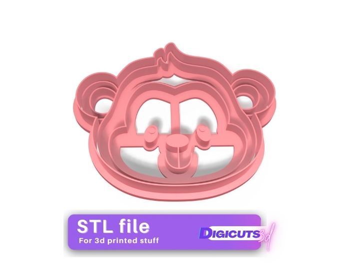 monkey face cookie cutter stl file animal bakery 3d printing kitchen 3D print model - Mito3D