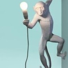 scimmia tenendo luce lampadina animale arte 3dprint sculture 3d print model - Mito3D