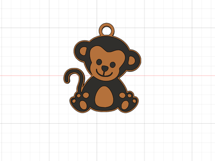 monkey keychain key rings animal chains animals children art pending brooches 3d print model - Mito3D