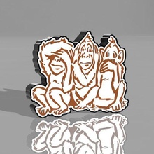 monkey lamp wisdom monkeys fun led easy print 3d print model - Mito3D