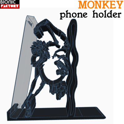 monkey phone holder stand animal mobile cartoon comics funny gift office table 3d print model - Mito3D
