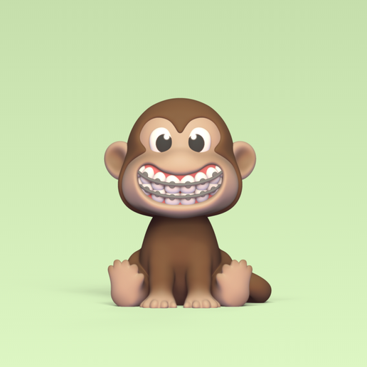 macaco sorridente arte engraçado fofa escultura animal brinquedo miniaturas Toque decorativo desenho animado pré escola lã 3D print model - Mito3D