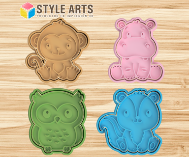 monkey squirrel animal cookie cutters - cookies hippopotamus buo masses animals 3d print model - Mito3D