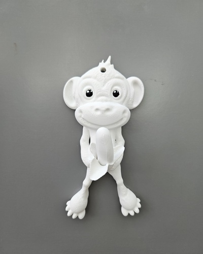 monkey wall hook hanger rude funny johnny chimps hanging knob gift gifts home decor banana animal coat 3d print model - Mito3D