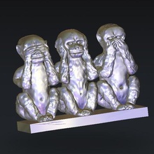 3 monkeys eye hear mouth art 3d print model - Mito3D