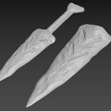 mononoke knife & spear realistic version game cosplay smpnonoke dagger word halloween stone bone weapon 3d print model - Mito3D