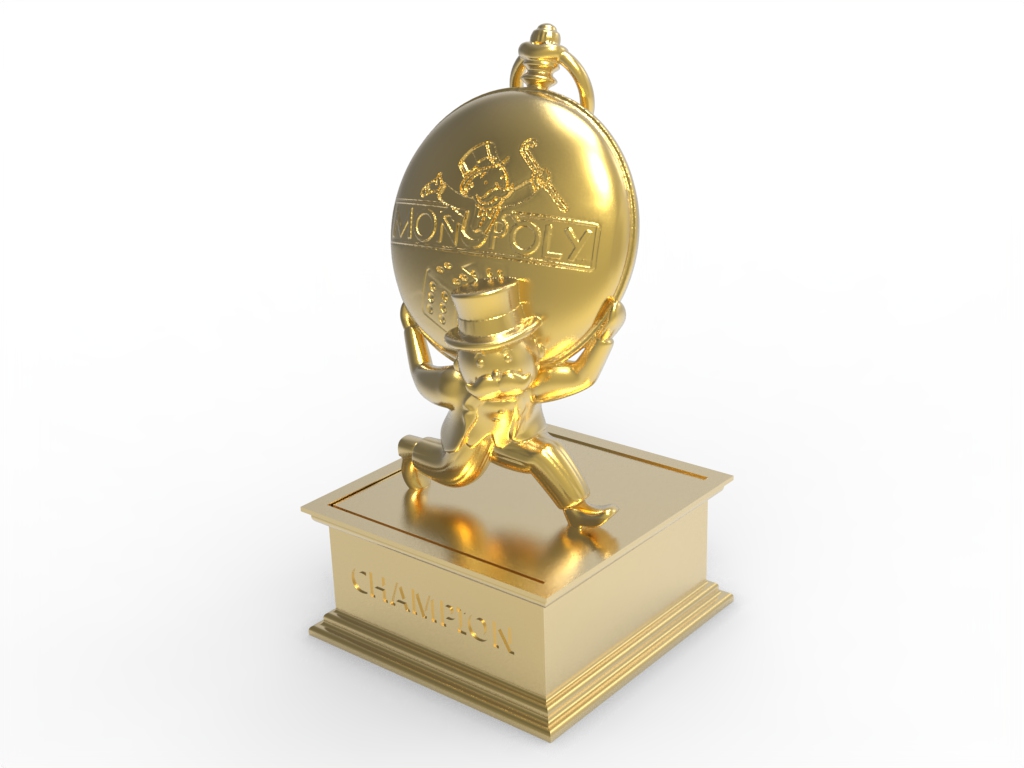 monopoly trophy monopoly trophy monopoly champion game night board game collectible board game trophy decoration monopoly fan merchandise monopoly figurine golden trophy 3d trophy decorative trophy high-quality trophy  3D print model - Mito3D