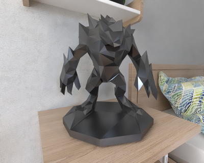 monster golem lowpoly animal geometric origami art sculpture statue faceted decorative model wall low poly fantasy 3d print model - Mito3D