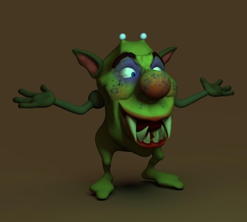 monstre vert personnage extraterrestre dessin animé modèle 3d print model - Mito3D