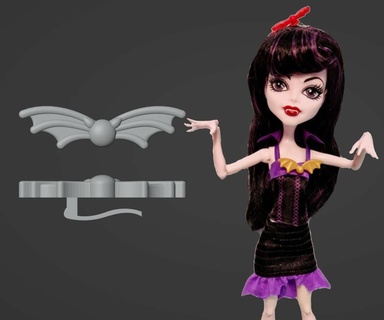 monster high cam vampire barrette replacement doll custom accessory create hairpiece hair 3d print model - Mito3D